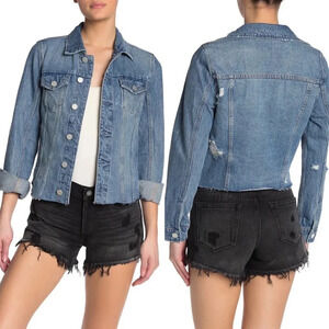 BlankNYC Light Wash Traffic Jam Cropped Denim Jean Trucket Jacket Size XS